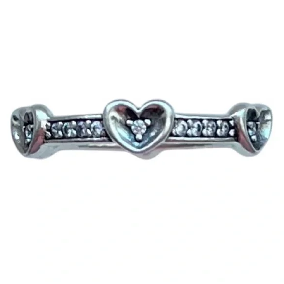 Pandora Radiant Hearts Ring Sterling Silver Sparkling Pave Love - Picture 3 of 3